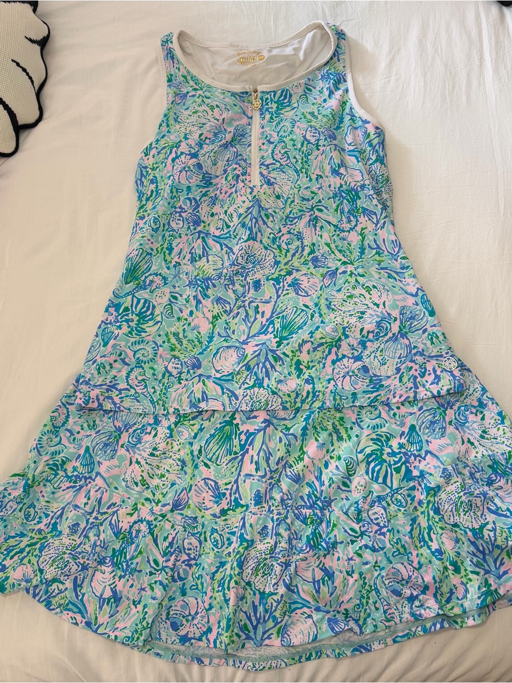 Lilly Pulitzer Luxletic UPF 50+ Matching Set Tank Top & Skirt Blue & Green